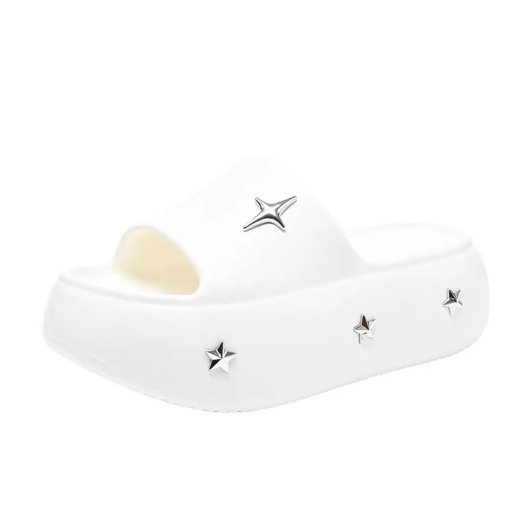 2025 Summer New Thick Slip-on Slippers Women's High-rise Wear-resistant Beach Fashion Casual Sandals