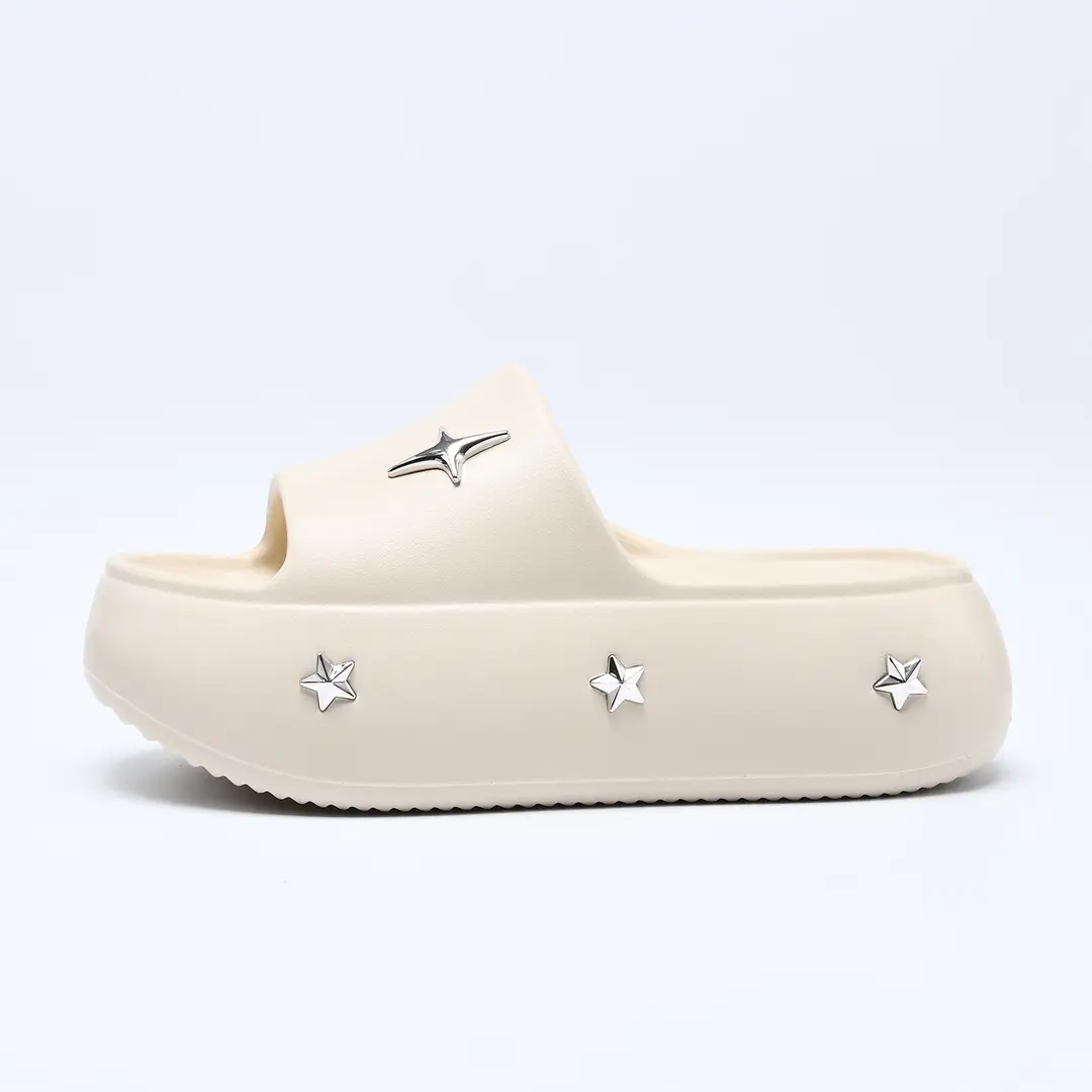 2025 Summer New Thick Slip-on Slippers Women's High-rise Wear-resistant Beach Fashion Casual Sandals