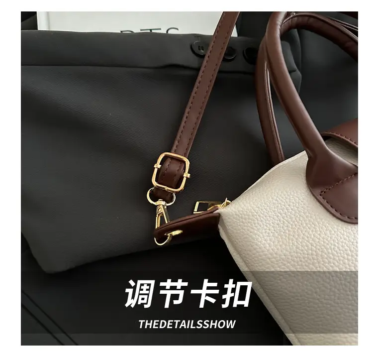 White Leather Shoulder Bag with Brown Handle for Women — feature 5