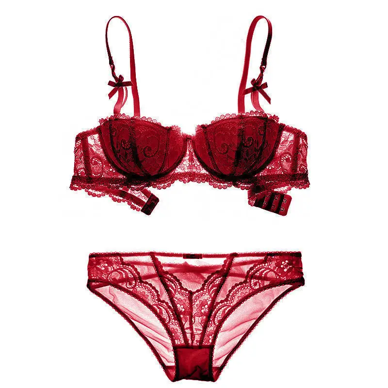 Sexy French Style Lace bralette Underwear Ultra-thin Comfortable Breathable Girl Student Small Chest Push-up Bra