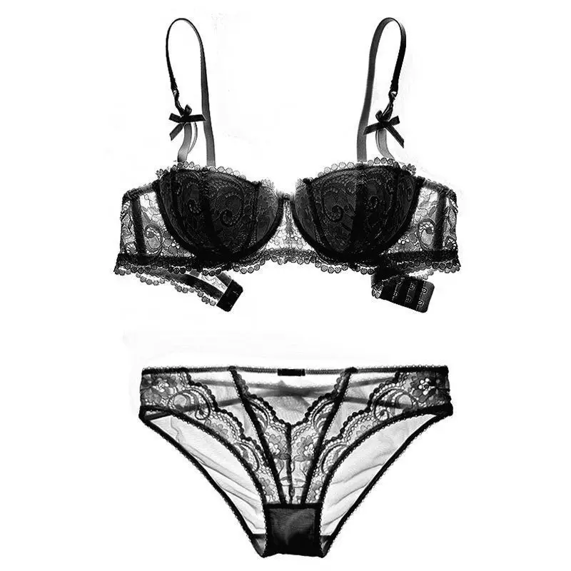 Sexy French Style Lace bralette Underwear Ultra-thin Comfortable Breathable Girl Student Small Chest Push-up Bra