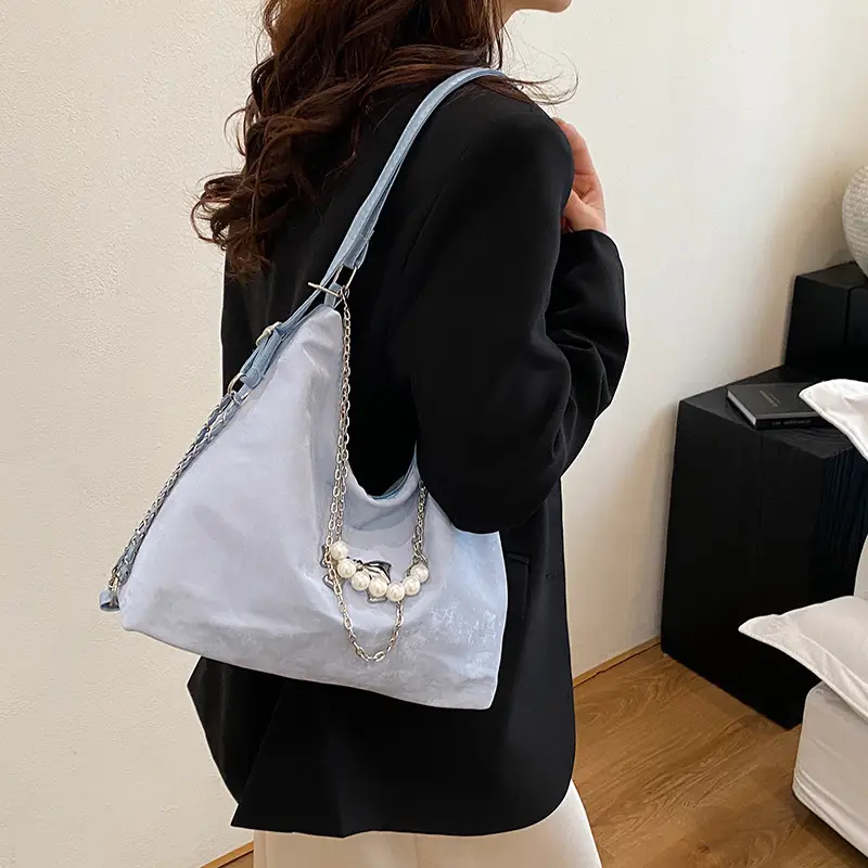 Pink Pearl Chain Shoulder Bag for Women Large Capacity - Image 7