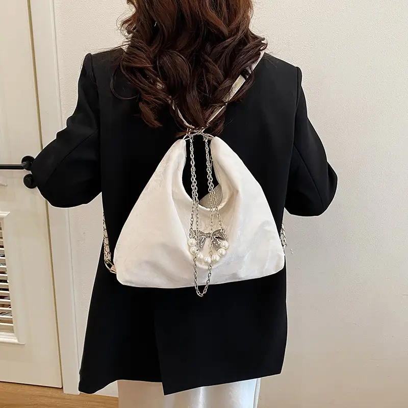 Pink Pearl Chain Shoulder Bag for Women Large Capacity - Image 8