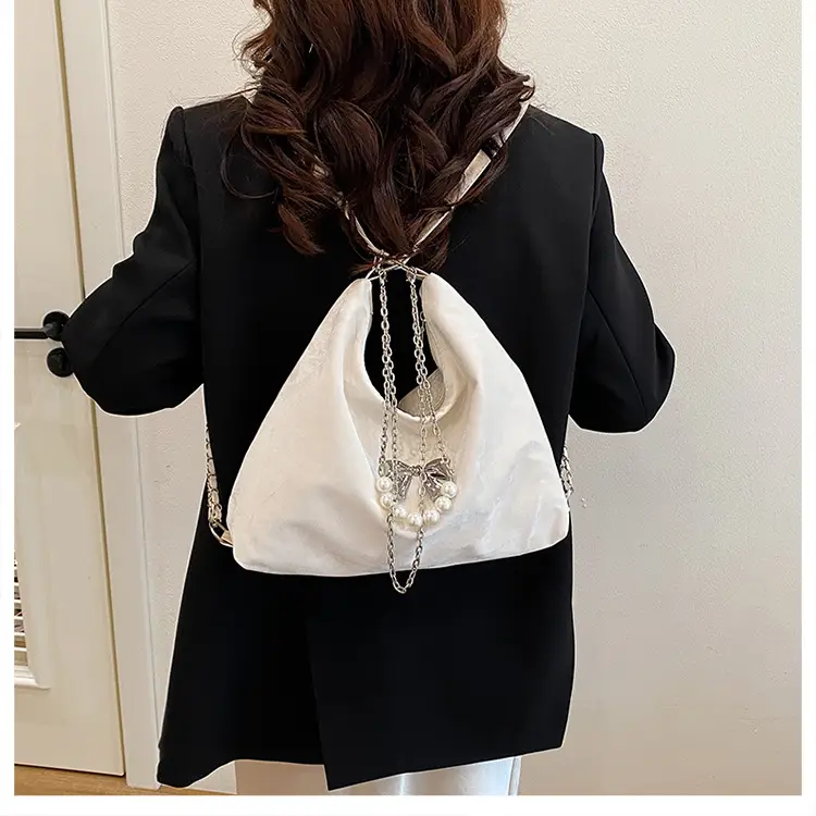 Pink Pearl Chain Shoulder Bag for Women Large Capacity — feature 13