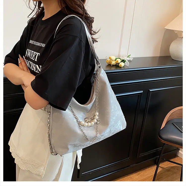 Pink Pearl Chain Shoulder Bag for Women Large Capacity — feature 14