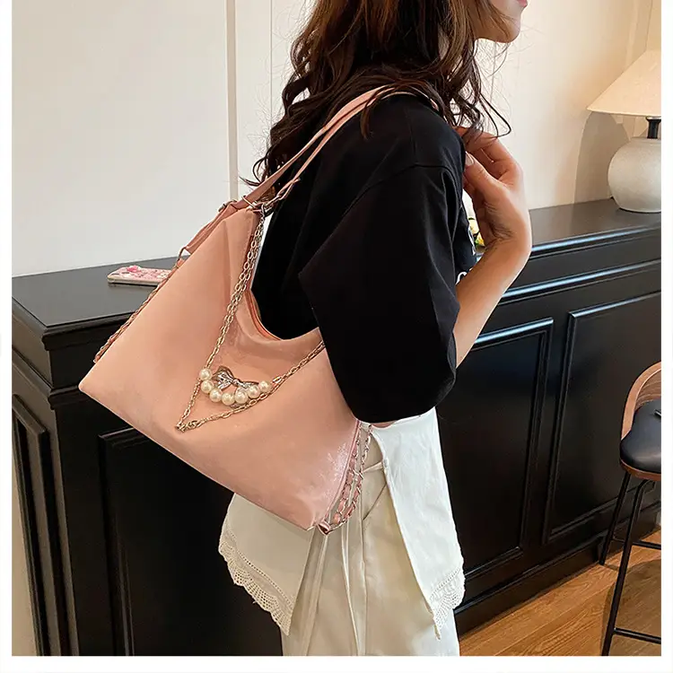 Pink Pearl Chain Shoulder Bag for Women Large Capacity — feature 17