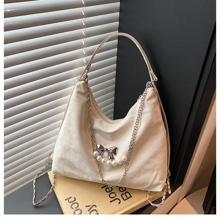 Pink Pearl Chain Shoulder Bag for Women Large Capacity — feature 20