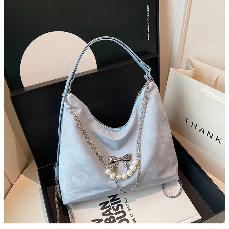 Pink Pearl Chain Shoulder Bag for Women Large Capacity — feature 21