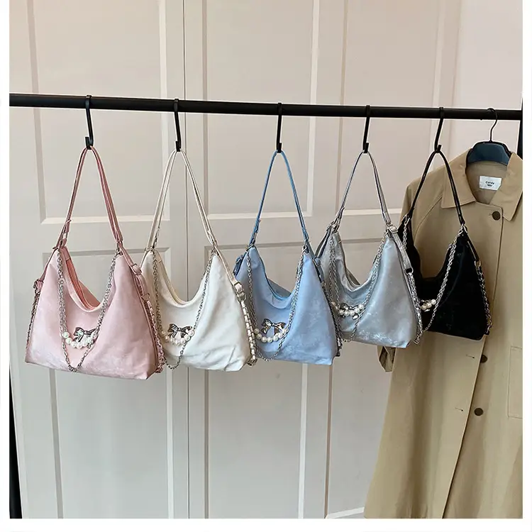 Pink Pearl Chain Shoulder Bag for Women Large Capacity — feature 25