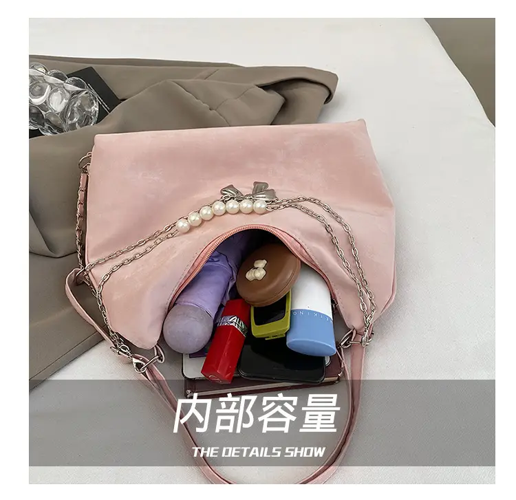 Pink Pearl Chain Shoulder Bag for Women Large Capacity — feature 4