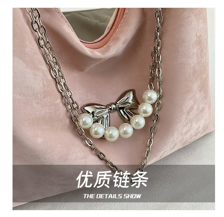 Pink Pearl Chain Shoulder Bag for Women Large Capacity — feature 5