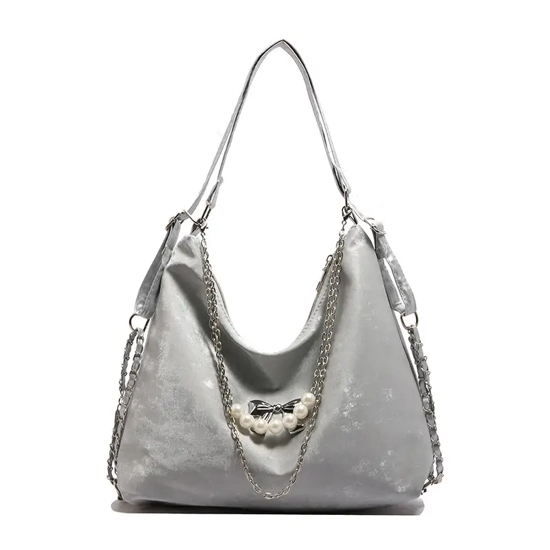 Pink Pearl Chain Shoulder Bag for Women Large Capacity - Image 2