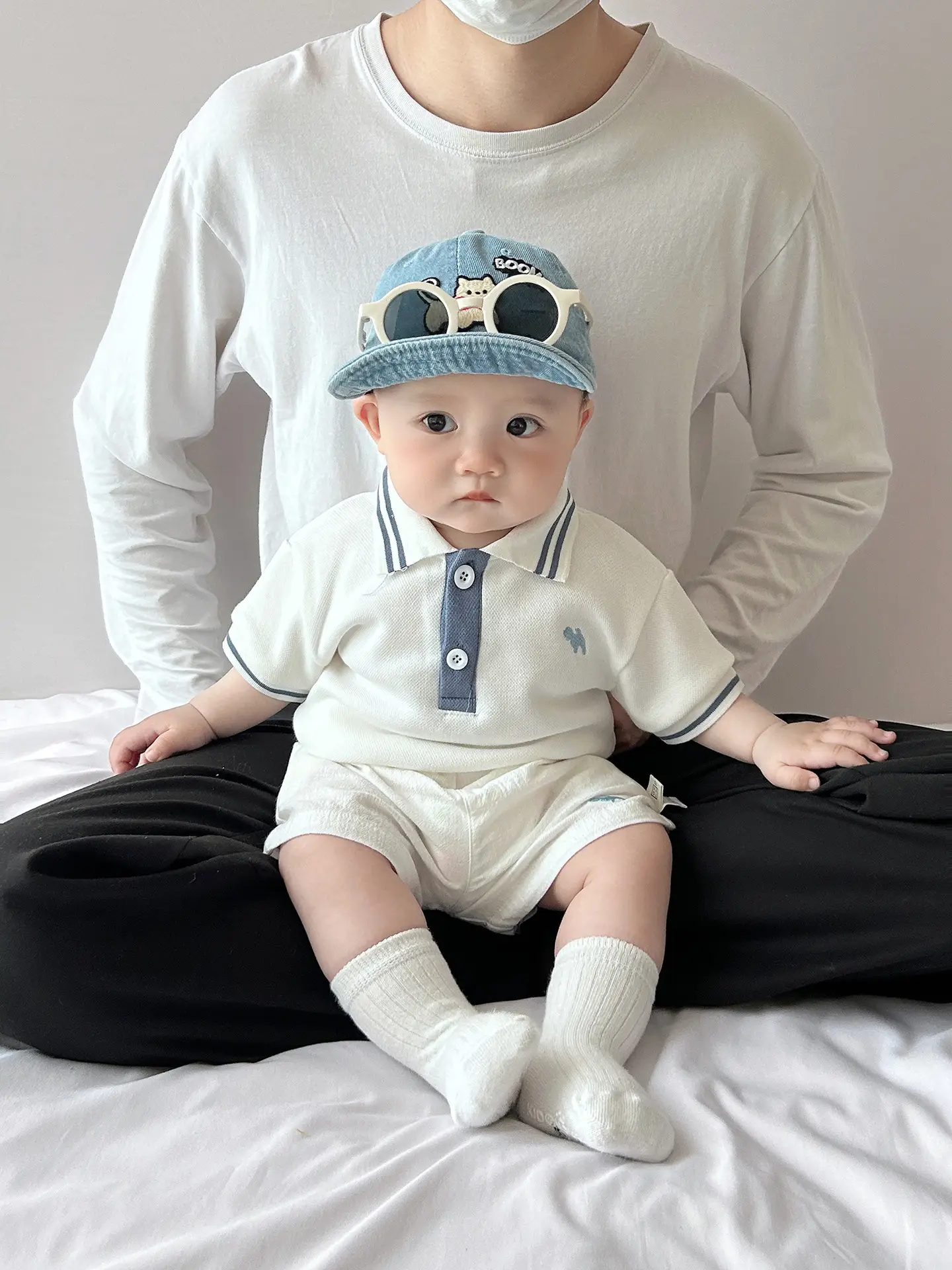 Boys Summer Polo Shirt Shorts Set Blue White - Image 8