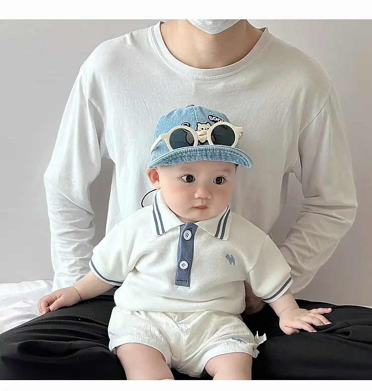 Boys Summer Polo Shirt Shorts Set Blue White — feature 15