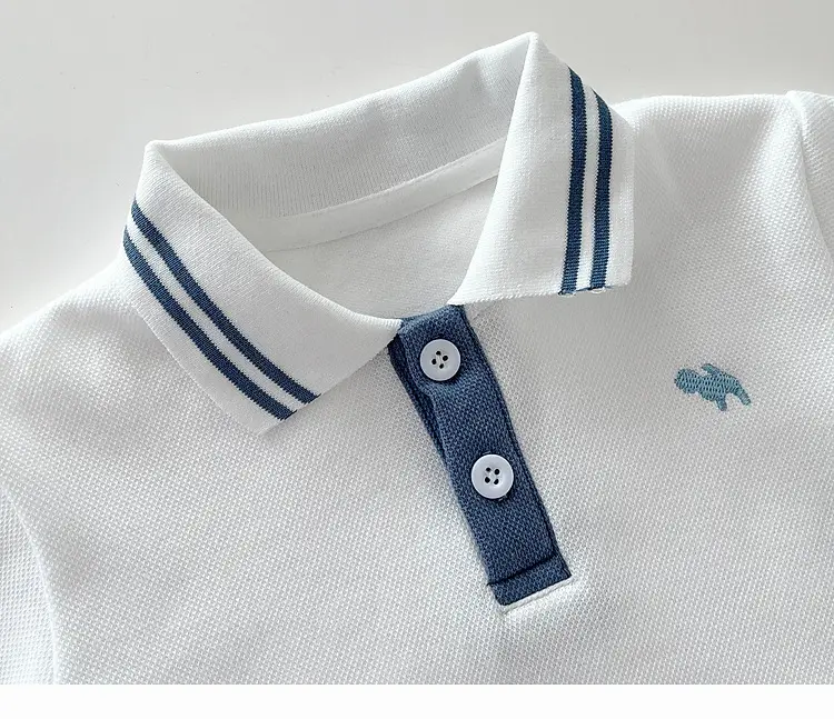 Boys Summer Polo Shirt Shorts Set Blue White — feature 21