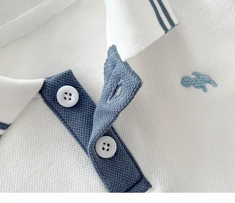Boys Summer Polo Shirt Shorts Set Blue White — feature 22