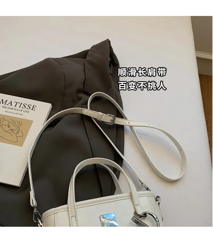 Women's Western Style Pearl Bucket Bag Cream — feature 2