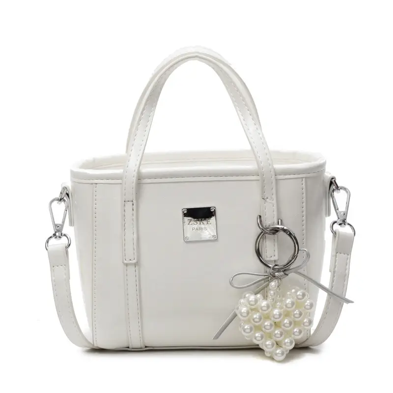 Women's Western Style Pearl Bucket Bag Cream