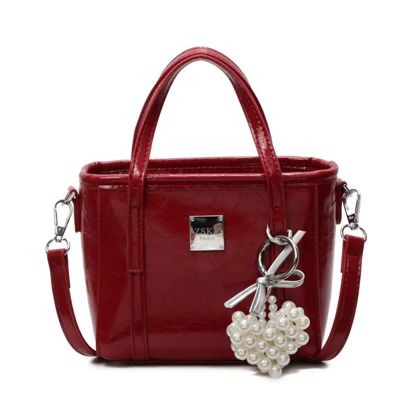 Women's Western Style Pearl Bucket Bag Cream