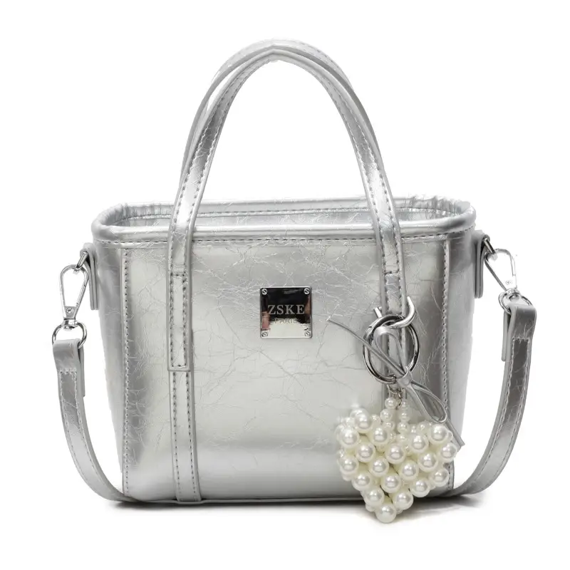 Women's Western Style Pearl Bucket Bag Cream