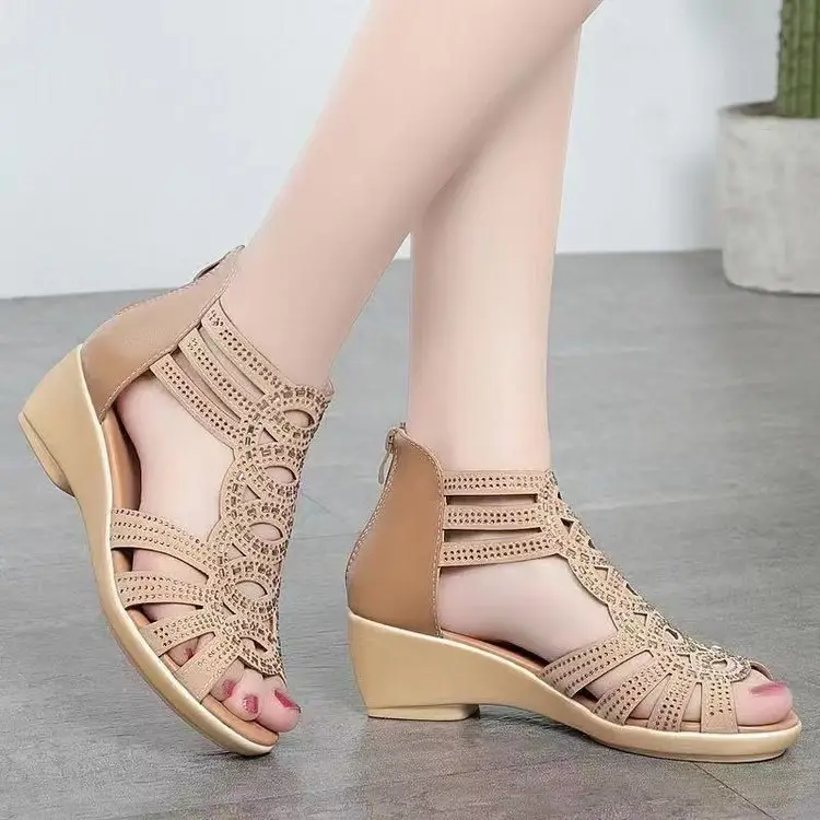 Black Leather Roman Wedge Sandals for Women 2025 — feature 7