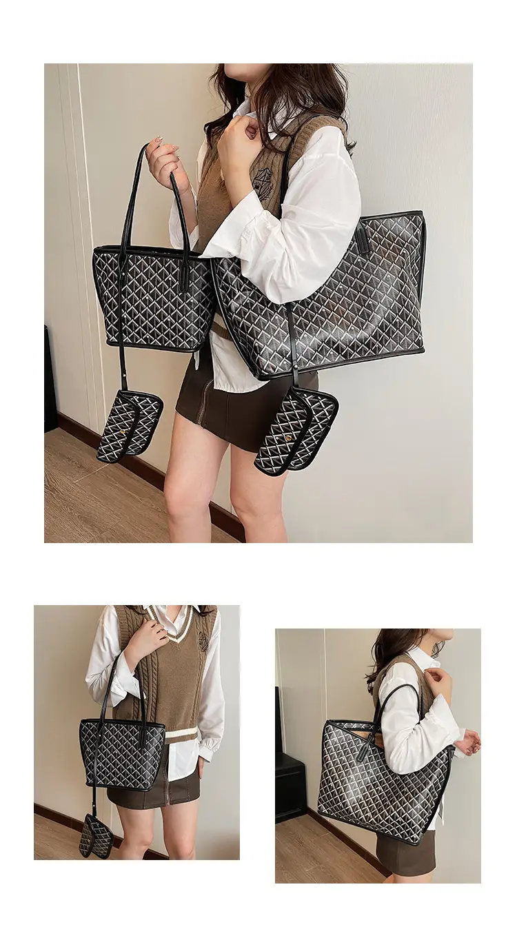Trendy Black Quilted Women's Multi-Piece Handbag Set — feature 17