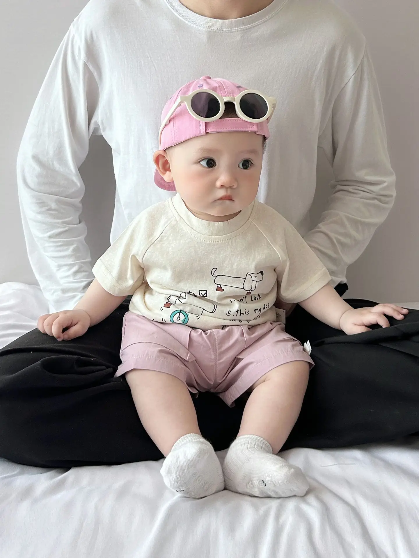 Baby Cotton Cartoon T-Shirt White Short Sleeve