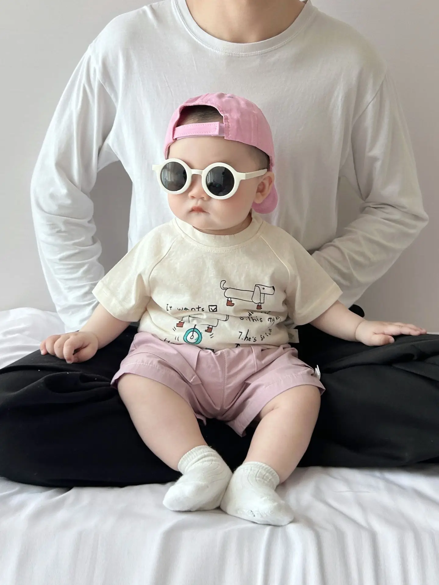 Baby Cotton Cartoon T-Shirt White Short Sleeve