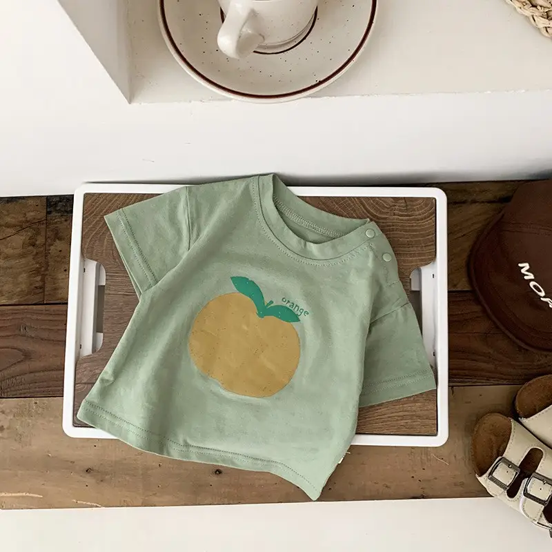 Baby Cotton Cartoon T-Shirt White Short Sleeve