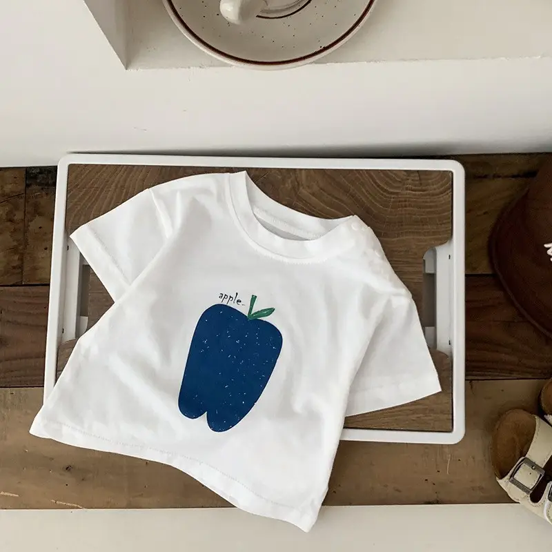 Baby Cotton Cartoon T-Shirt White Short Sleeve