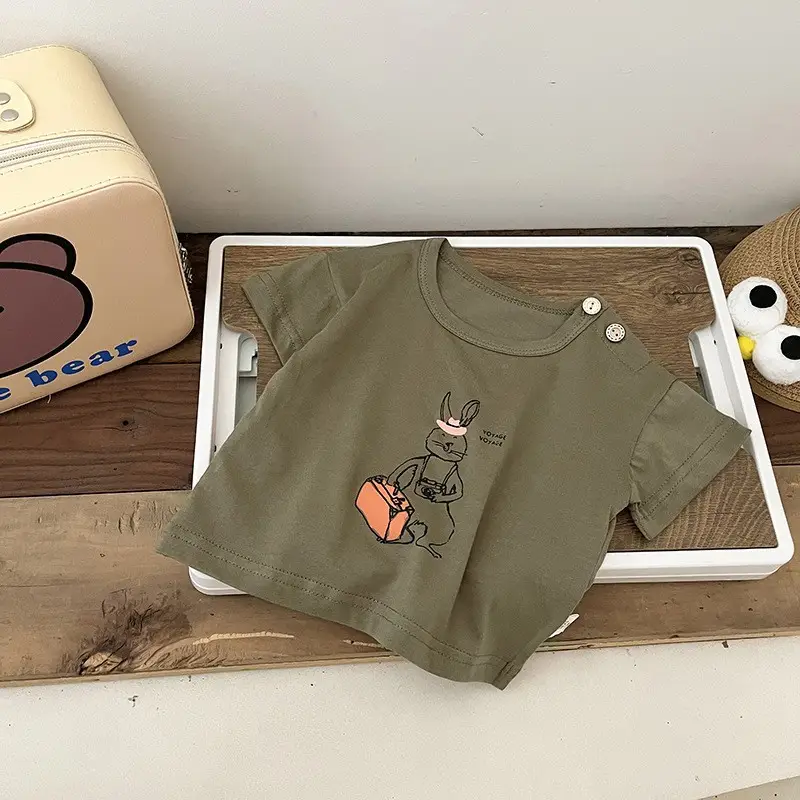 Baby Cotton Cartoon T-Shirt White Short Sleeve
