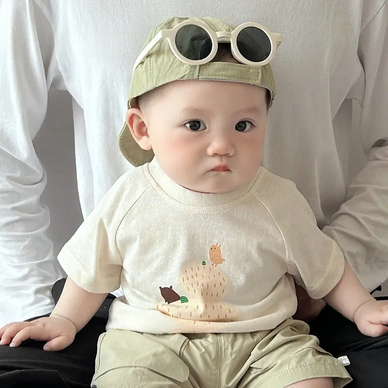Baby Cotton Cartoon T-Shirt White Short Sleeve