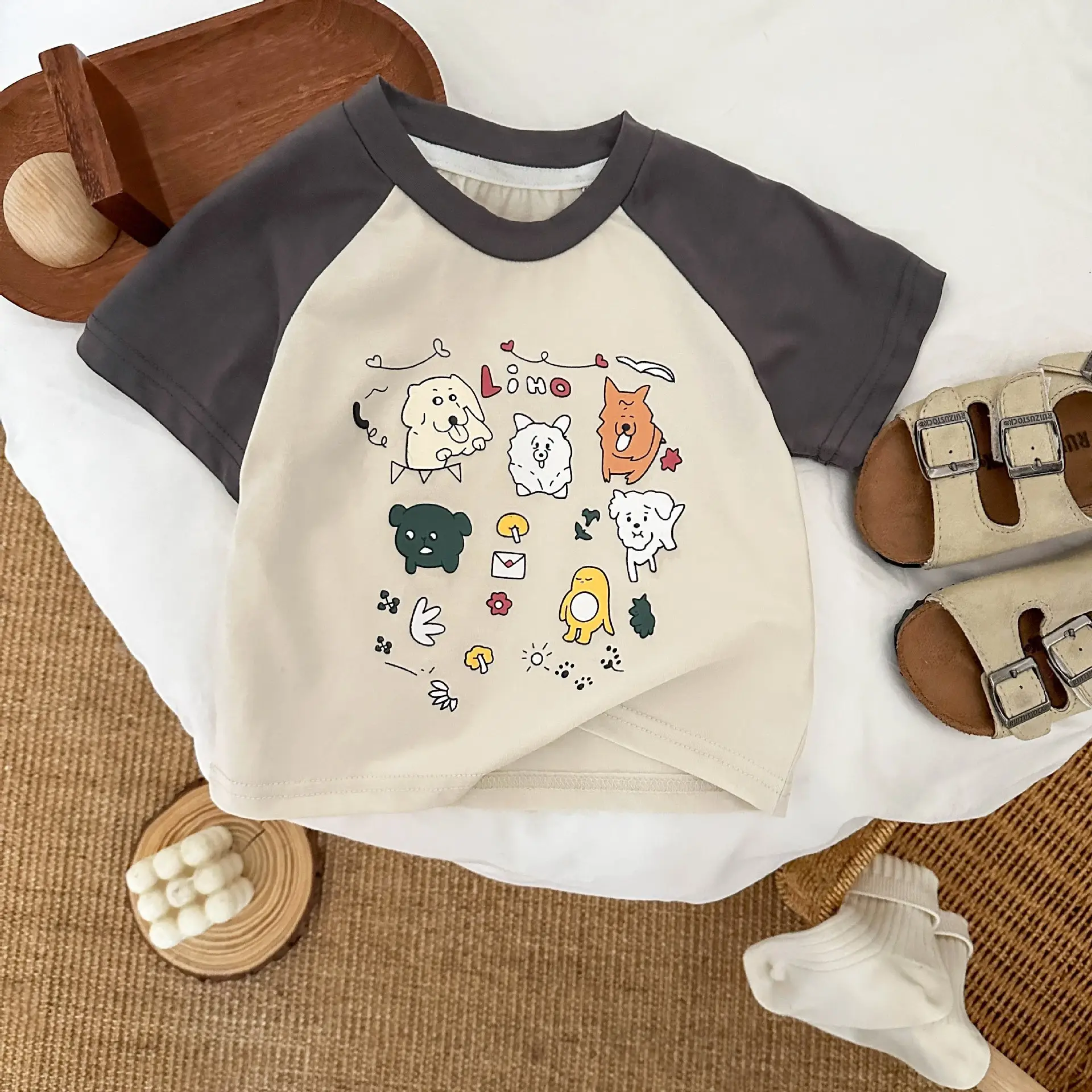 Baby Cotton Cartoon T-Shirt White Short Sleeve