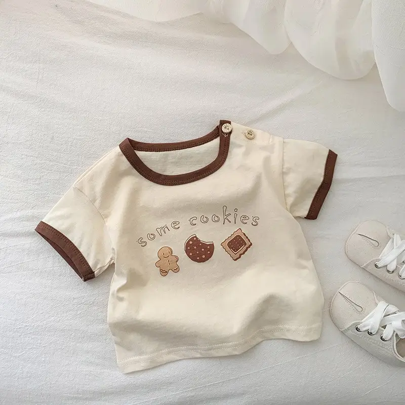 Baby Cotton Cartoon T-Shirt White Short Sleeve