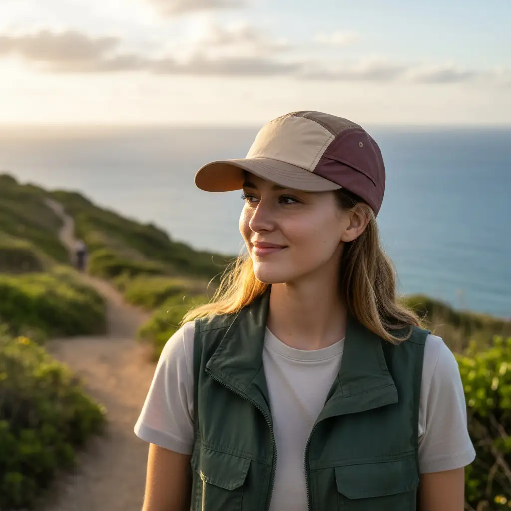 Women's Blue Running Cap with 5-Panel Design - Image 4