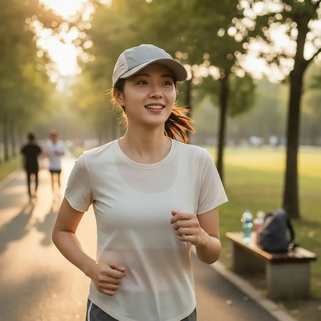 Women's Blue Running Cap with 5-Panel Design - Image 3