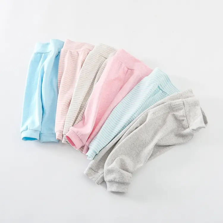 Baby Cotton Tummy Pants Pink Striped Winter Sleep Pants — feature 12