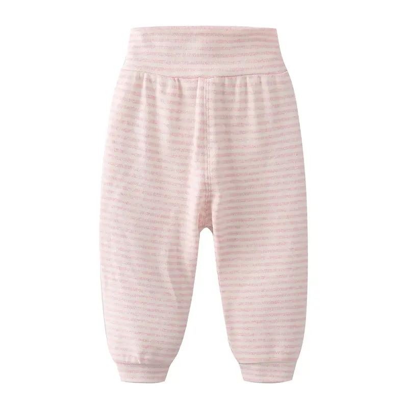 Baby Cotton Tummy Pants Pink Striped Winter Sleep Pants