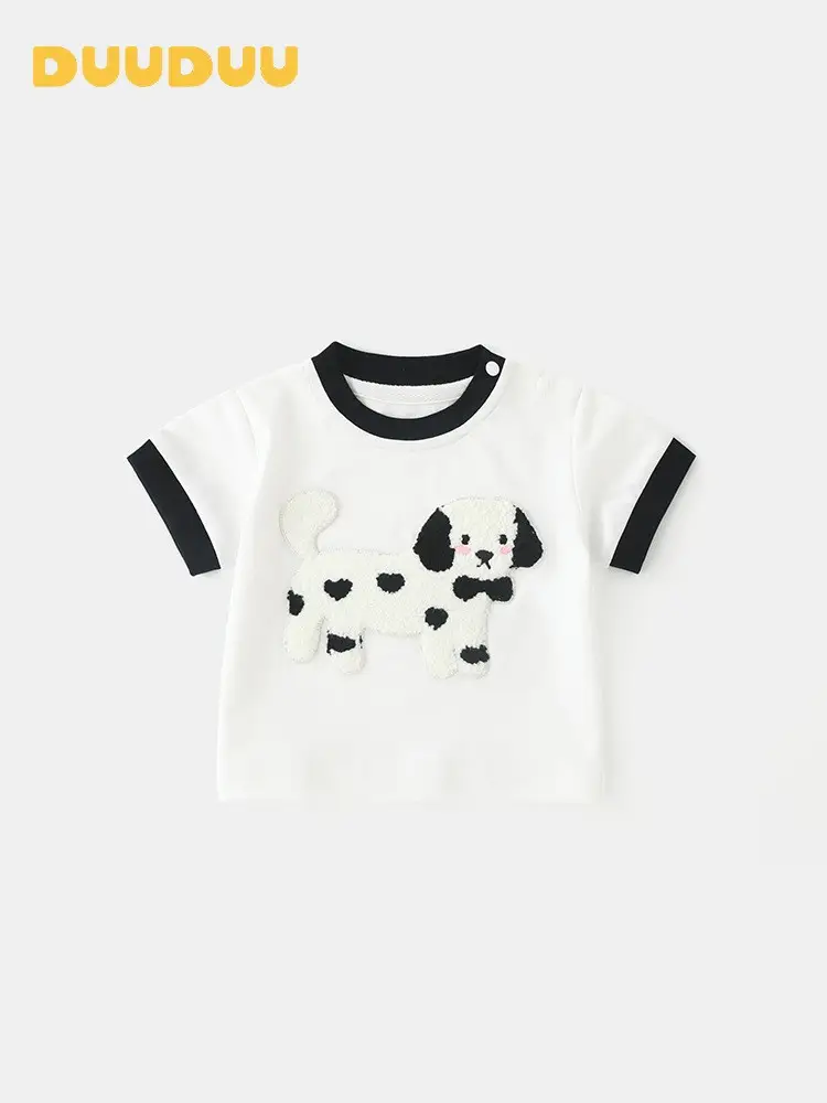 Duuduu Bow Tie Dog 2025 Boys Summer T-Shirt White Black - Image 2