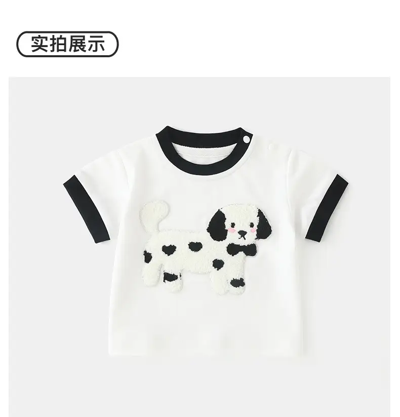 Duuduu Bow Tie Dog 2025 Boys Summer T-Shirt White Black — feature 13