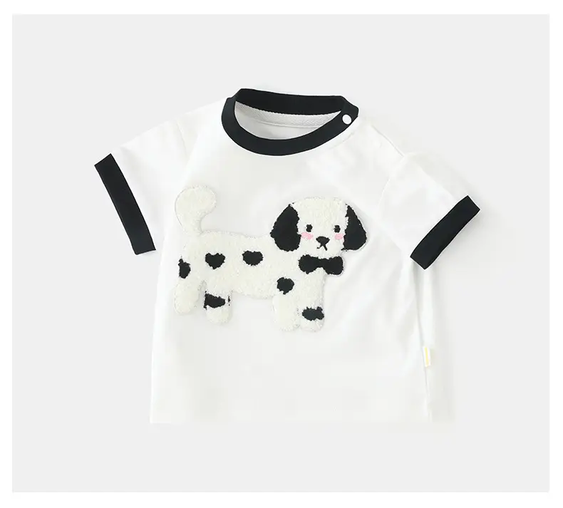 Duuduu Bow Tie Dog 2025 Boys Summer T-Shirt White Black — feature 14