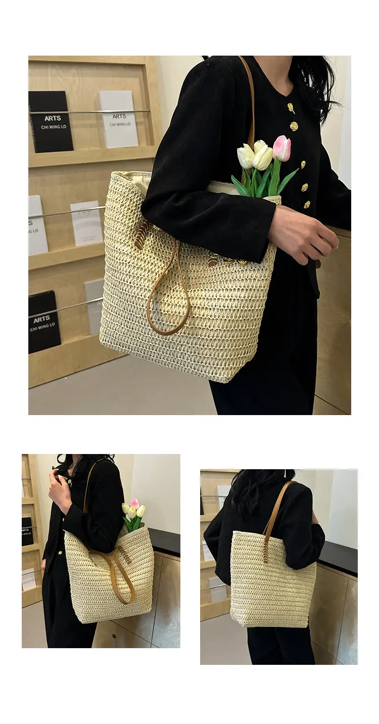 Women Straw Woven Large Capacity Shoulder Bag 2025 — feature 12