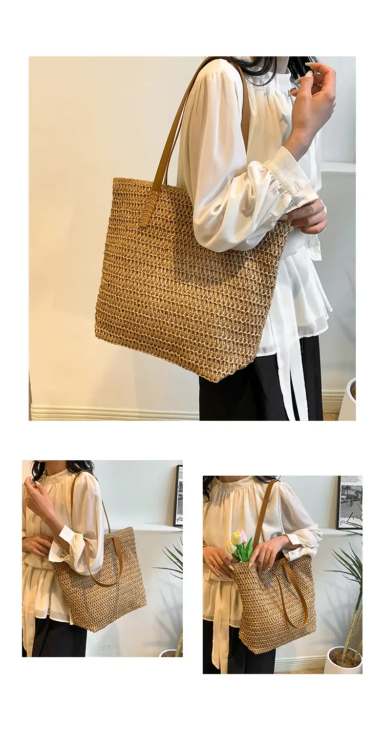 Women Straw Woven Large Capacity Shoulder Bag 2025 — feature 13