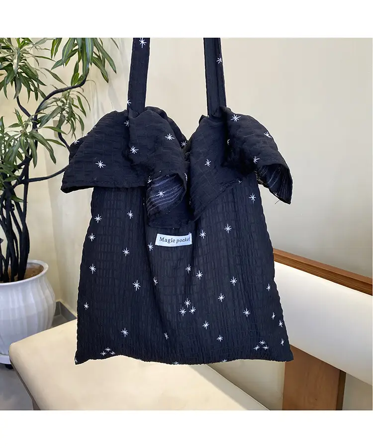 White Ruffled Canvas Tote Bag for Women — feature 20