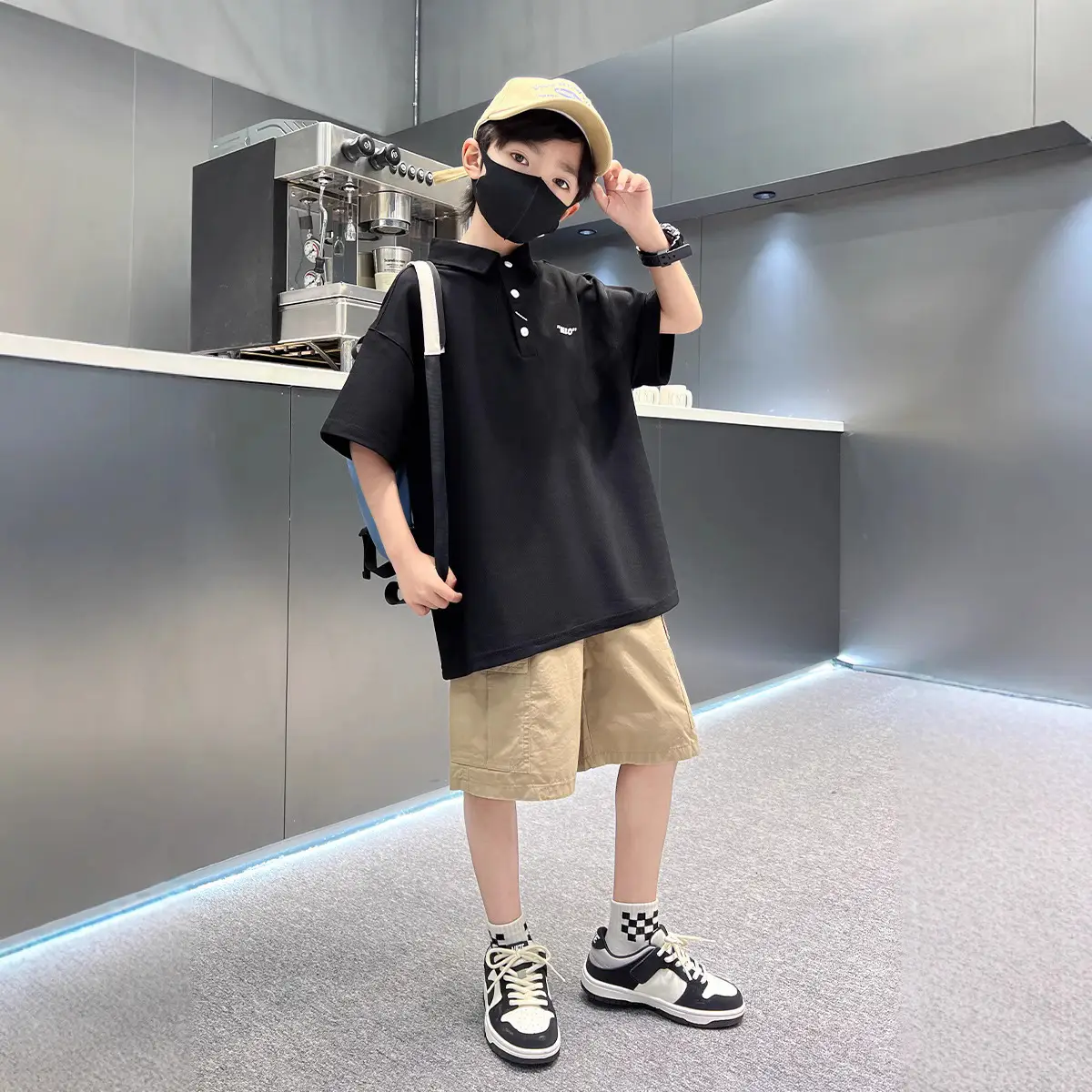 Children's Boys Polo Shirt Black Short Sleeve Summer 2026 - Image 5