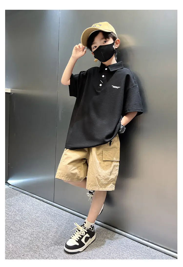 Children's Boys Polo Shirt Black Short Sleeve Summer 2026 — feature 10