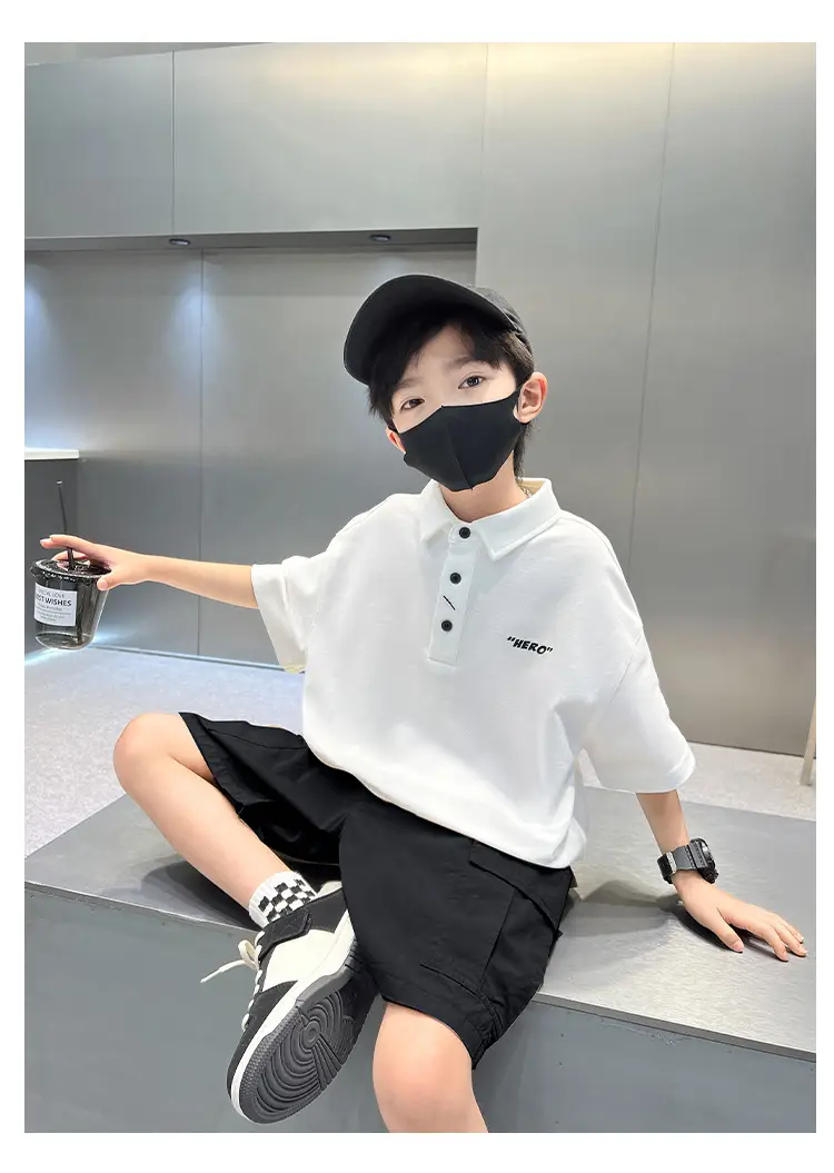 Children's Boys Polo Shirt Black Short Sleeve Summer 2026 — feature 14