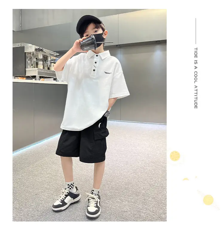 Children's Boys Polo Shirt Black Short Sleeve Summer 2026 — feature 15