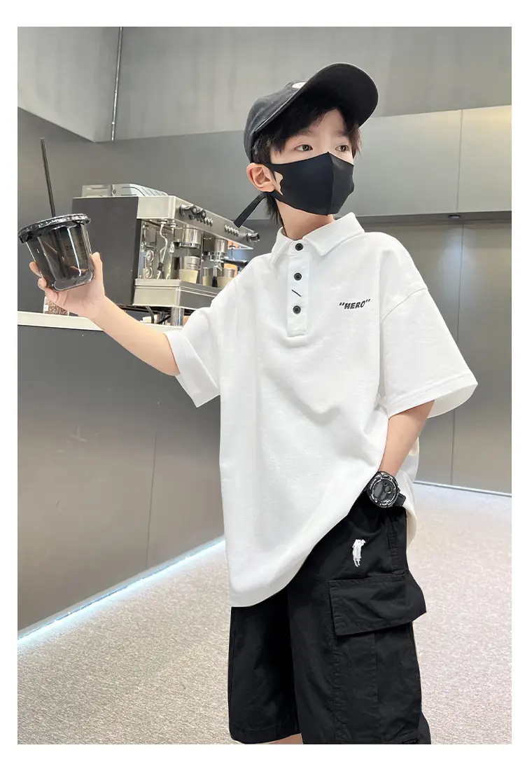 Children's Boys Polo Shirt Black Short Sleeve Summer 2026 — feature 16
