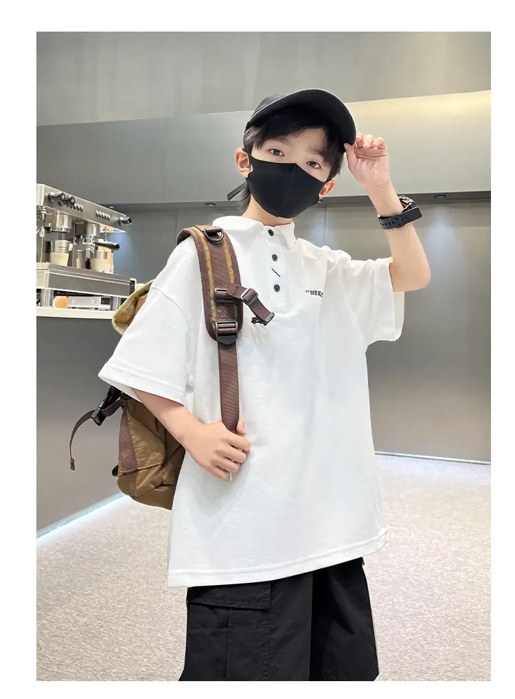 Children's Boys Polo Shirt Black Short Sleeve Summer 2026 — feature 17